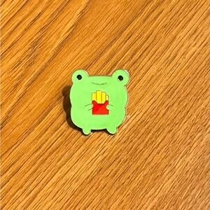 Women’s Accessories Adorable Fun Cute Green Frog Holding French Fries Enamel Pin